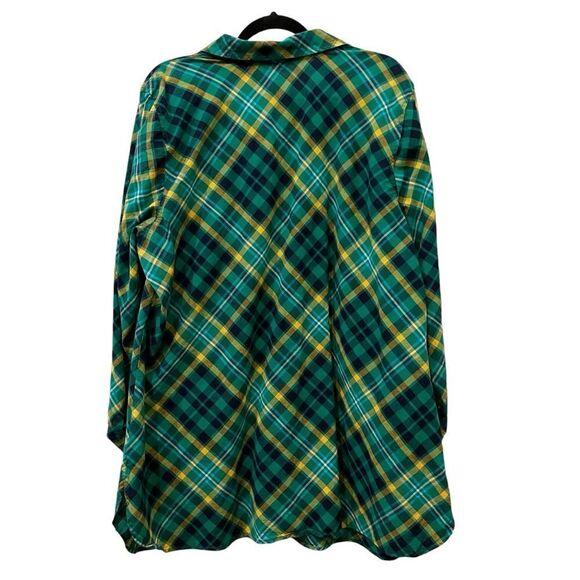 Kim Rogers Green Plaid Button Down Top with Rhinestone Embellishments Size 2X - Picture 8 of 12